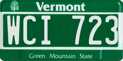 VT license plate WCI723