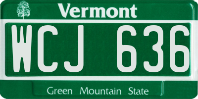 VT license plate WCJ636