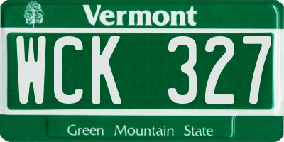 VT license plate WCK327