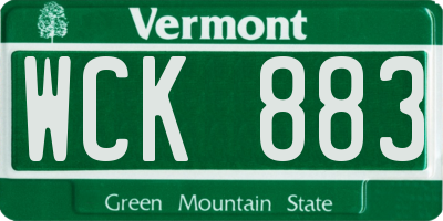 VT license plate WCK883