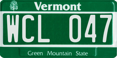 VT license plate WCL047