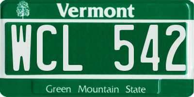 VT license plate WCL542