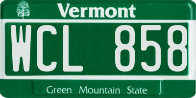 VT license plate WCL858