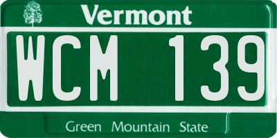 VT license plate WCM139