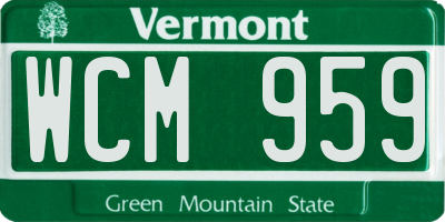 VT license plate WCM959