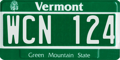 VT license plate WCN124
