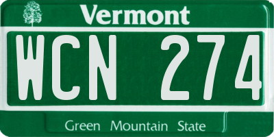 VT license plate WCN274