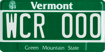 VT license plate WCR000
