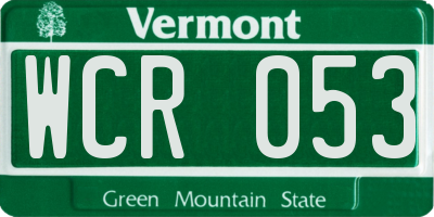 VT license plate WCR053