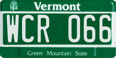 VT license plate WCR066
