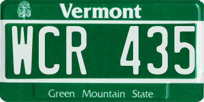 VT license plate WCR435