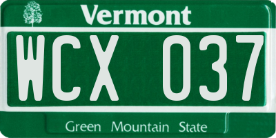 VT license plate WCX037