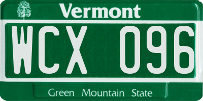 VT license plate WCX096