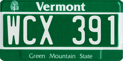 VT license plate WCX391