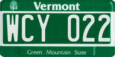 VT license plate WCY022