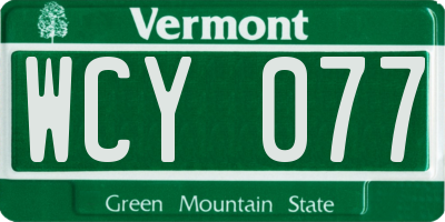 VT license plate WCY077
