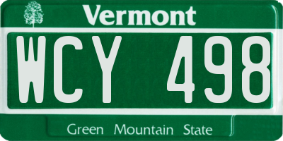 VT license plate WCY498