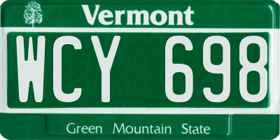 VT license plate WCY698