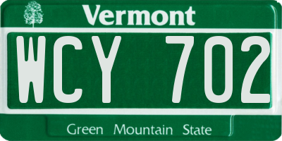 VT license plate WCY702