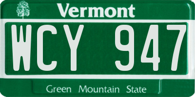 VT license plate WCY947