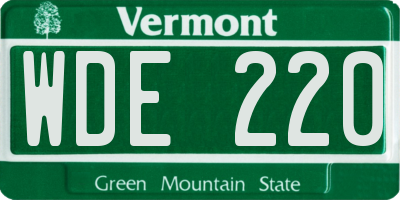 VT license plate WDE220