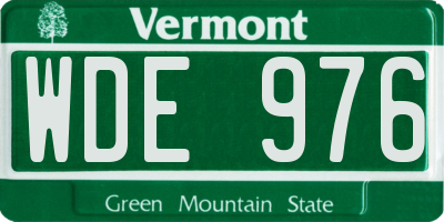 VT license plate WDE976