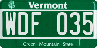 VT license plate WDF035