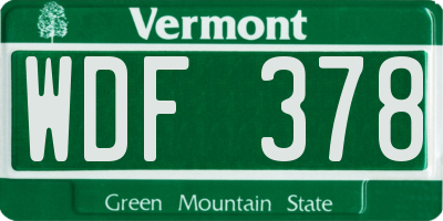 VT license plate WDF378