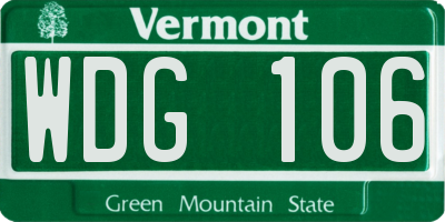 VT license plate WDG106