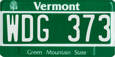 VT license plate WDG373