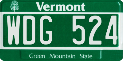 VT license plate WDG524