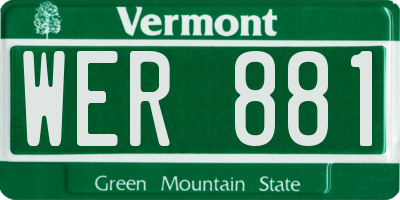 VT license plate WER881