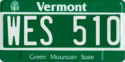 VT license plate WES510