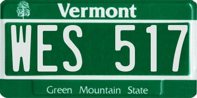 VT license plate WES517