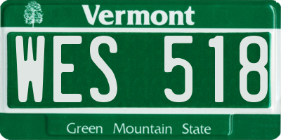 VT license plate WES518