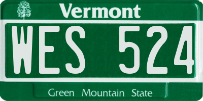 VT license plate WES524