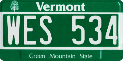 VT license plate WES534