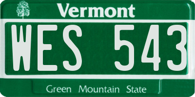 VT license plate WES543