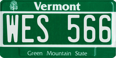 VT license plate WES566