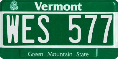 VT license plate WES577