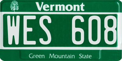 VT license plate WES608