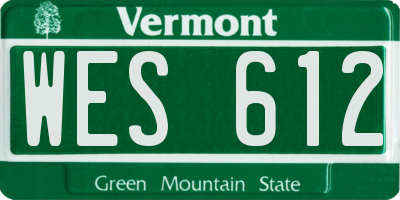 VT license plate WES612