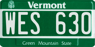 VT license plate WES630