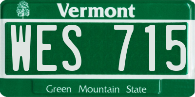VT license plate WES715