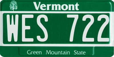 VT license plate WES722