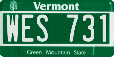 VT license plate WES731