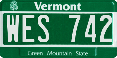 VT license plate WES742