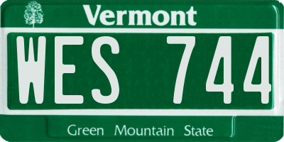 VT license plate WES744