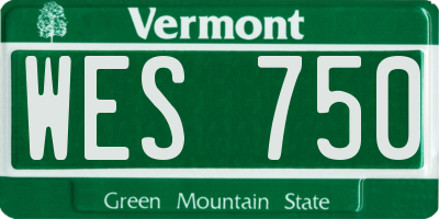 VT license plate WES750