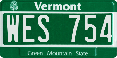 VT license plate WES754
